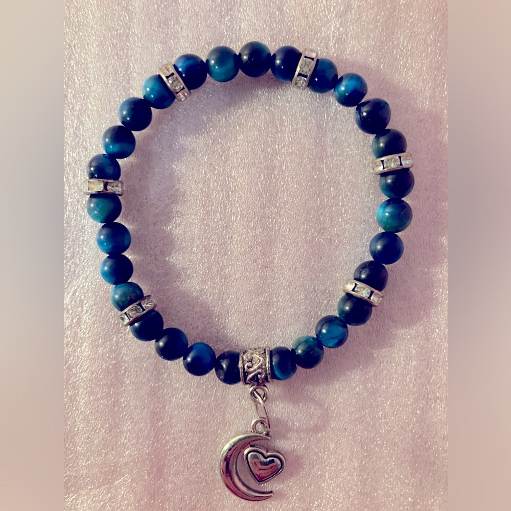 Bracelet crystal blue tigers eye blue agate